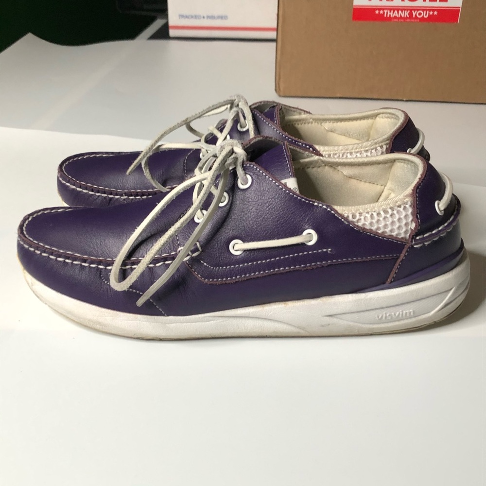 Visvim Mens Size 10 Purple Leather Boat Shoes